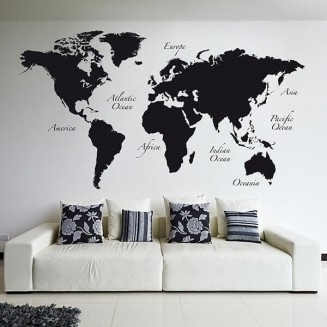 Wall Sticker - Black World Map