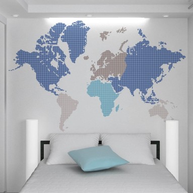 Adesivi Grandi per decorazione  Adesivo Murale - Blue World Map