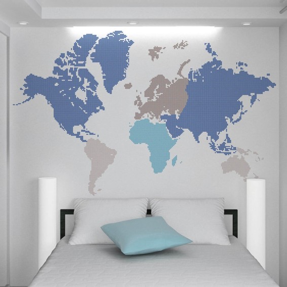 Adesivi Grandi per decorazione  Adesivo Murale - Blue World Map