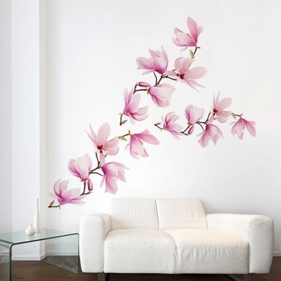ambientazione prodotto adesivo murale magnolia