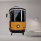 ambientazione prodotto adesivo murale tram milano