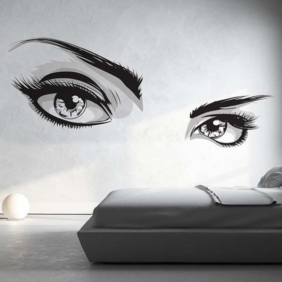 ambientazione prodotto adesivo murale eyes