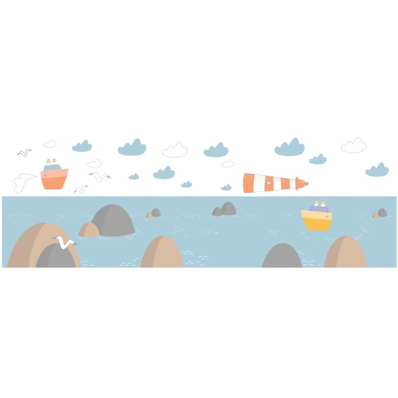 grafica prodotto adesivo murale per camerette ocean