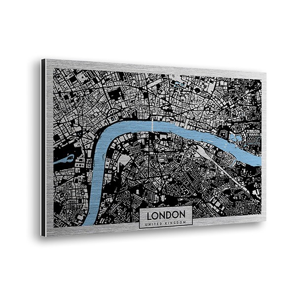 quadri in alluminio metal design london map 48x72