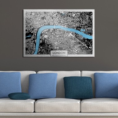 ambientazione quadri in alluminio metal design london map 48x72