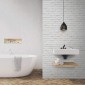 ambientazione parete bagno rivestimento adesivo white bricks