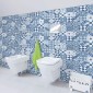 ambientazione parete  bagno rivestimento adesivo blue tiles