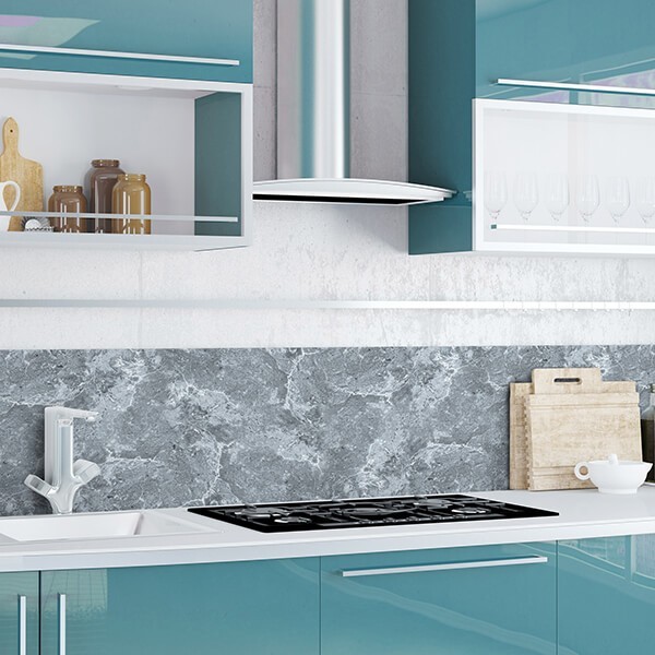 ambientazione parete cucina rivestimento adesivo grey marble