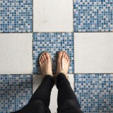 ambientazione pavimento piastrelle adesive x6 light blue mosaic