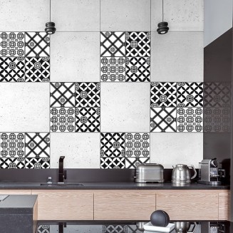 Adhesive Tiles (x6) - Maiolica Black & White