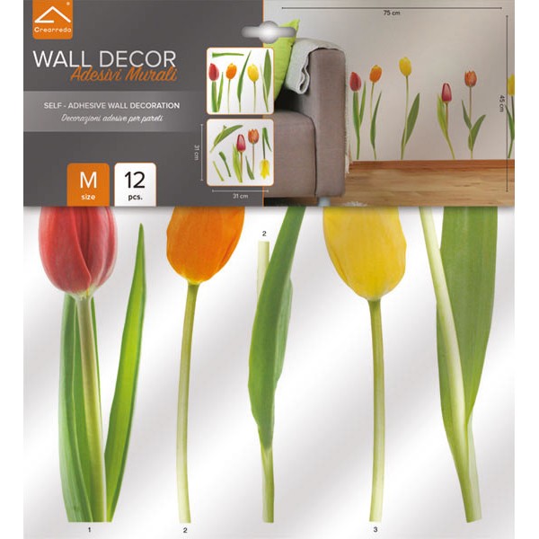 confezione prodotto adesivo murale tulipani