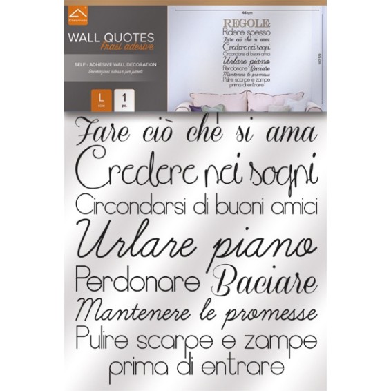 confezione prodotto frase adesiva regole della casa