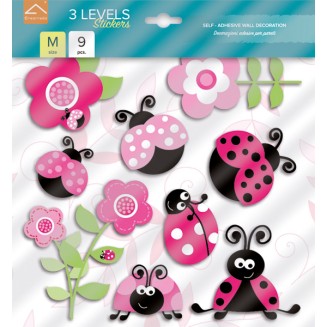confezione prodotto per camerette 3 leavels pink landybugs