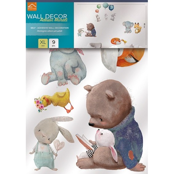 confezione prodotto adesivo per camerette watercolour animals