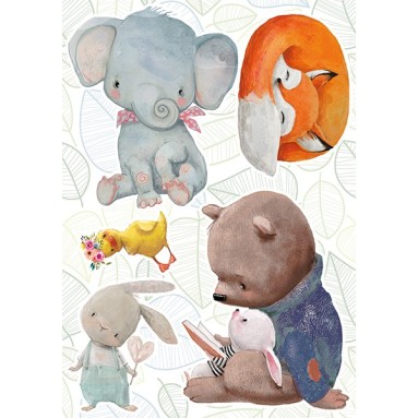 grafica prodotto adesivo per camerette watercolour animals