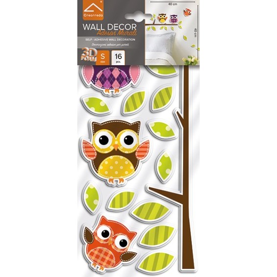 confezione prodotto decorazioni 3d gufetti