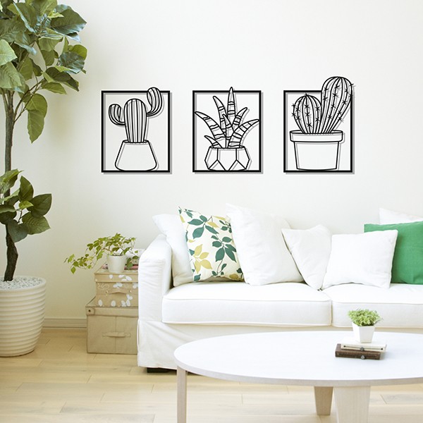 composizione metal wall art cactus