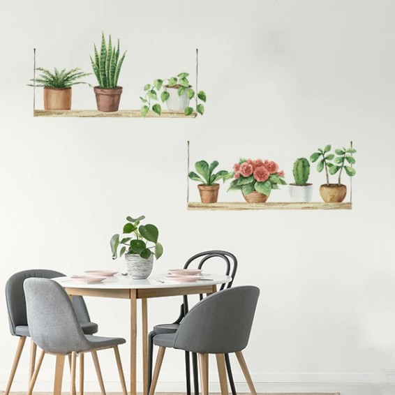 seconda ambientazione adesivo murale watercolour shelves