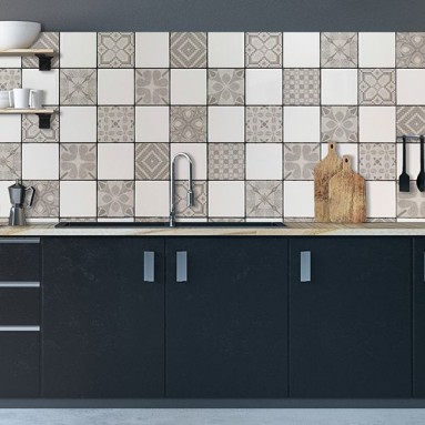 ambientazione piastrelle adesive effetto sabbia