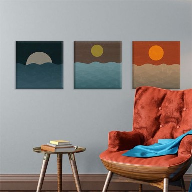 room trittico in legno sole e luna