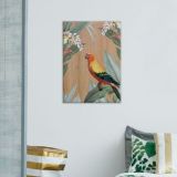 ambientazione wood art multicolour parrots