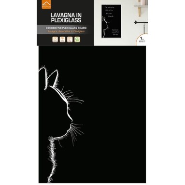 Confezione Lavagna in Plexiglass Silhouette Cat 30x50 cm