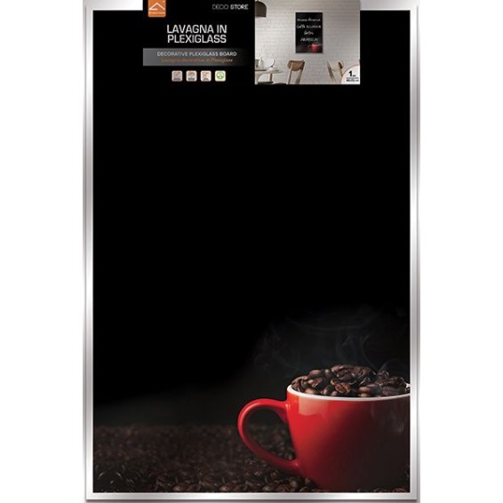 Confezione Lavagna in Plexiglass Coffee 48x72 cm