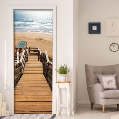 Ambientazione Rivestimento per Porta Wooden Stairs