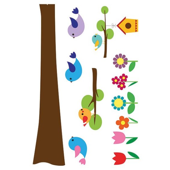 grafica secondo foglio prodotto adesivo per camerette tree with flowers