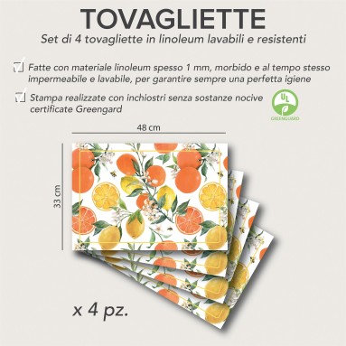 Qualità Set di 4 Tovagliette Citrus