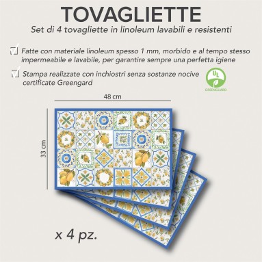 Qualità Set di 4 Tovagliette Lemon