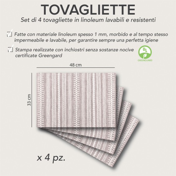 Qualità Set di 4 Tovagliette Tessuto Taupe