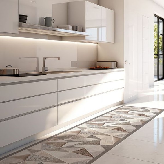 Ambientazione Passatoia in Vinile Floral Stones