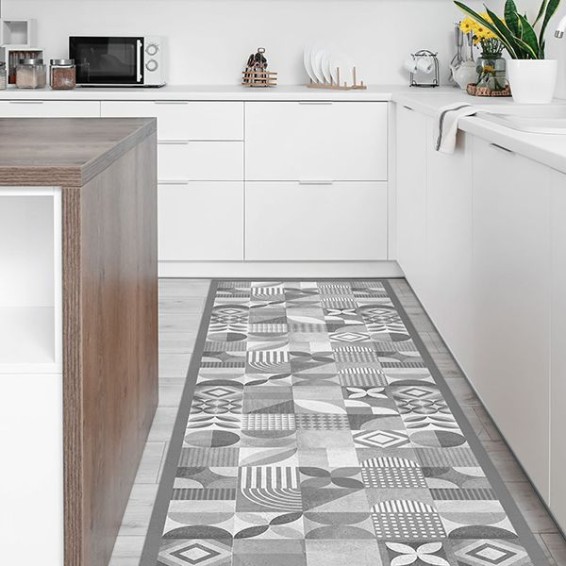 Ambientazione Passatoia in Vinile Slate Geometric Tiles