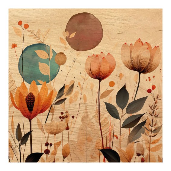 Grafica Wood Art Tulips Wildflowers