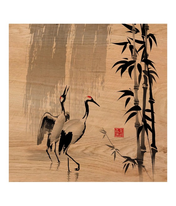 Grafica Wood Art Herons Ink