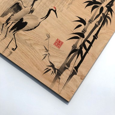 Dettaglio Wood Art Herons Ink