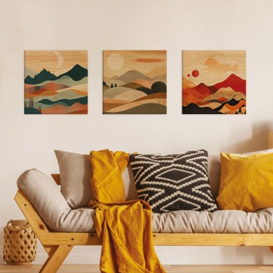 Ambientazione a trittico Wood Art Blue Landscape