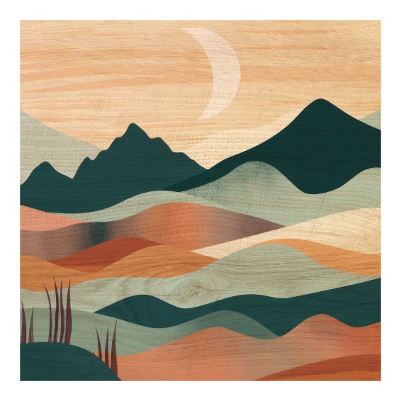 Grafica Wood Art Blue Landscape