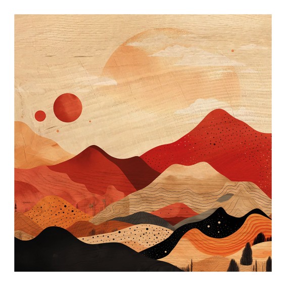 Grafica Wood Art Red Landscape