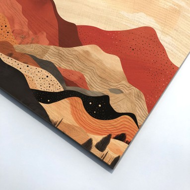 Dettaglio Wood Art Red Landscape