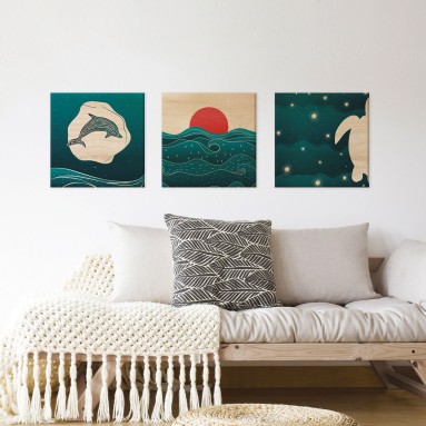 Ambientazione a trittico Wood Art Turtle