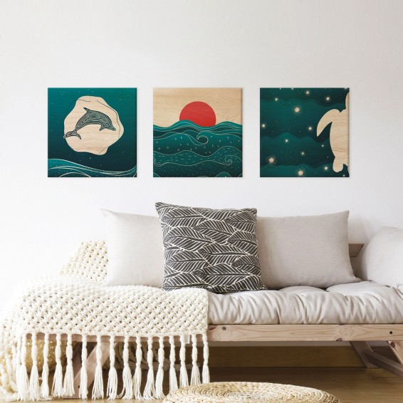 Ambientazione a trittico Wood Art Turtle