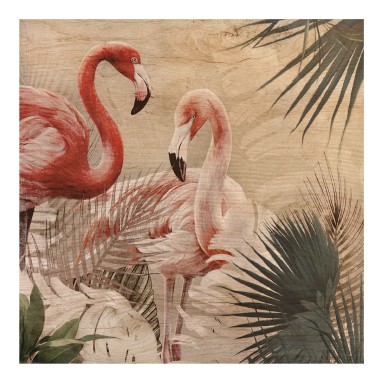 Grafica Wood Art Tropical Flamingos