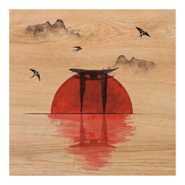 Grafica Wood Art Japanese Sunset