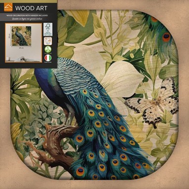 Packshot Wood Art Jungle Peacock