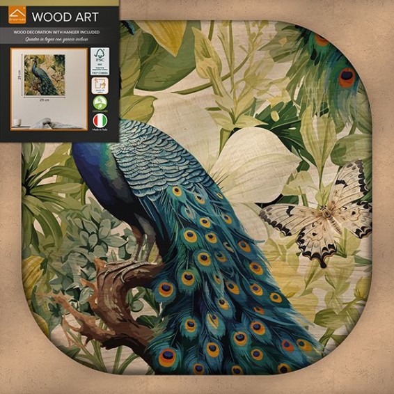 Packshot Wood Art Jungle Peacock