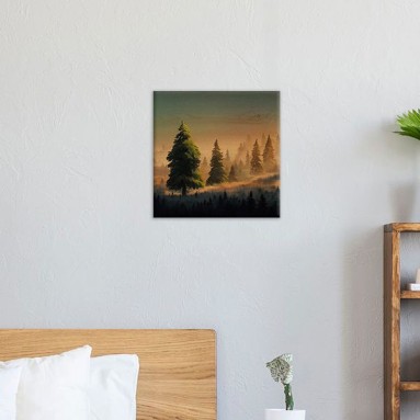 Ambientazione Wood Art Foggy Pine Trees
