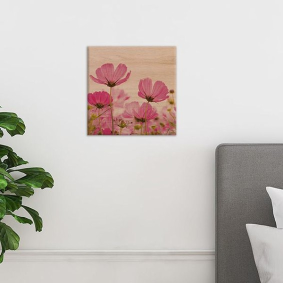 Room Wood Art Pink Flower