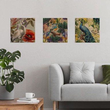 Ambientazione a trittico Wood Art Jungle Crane